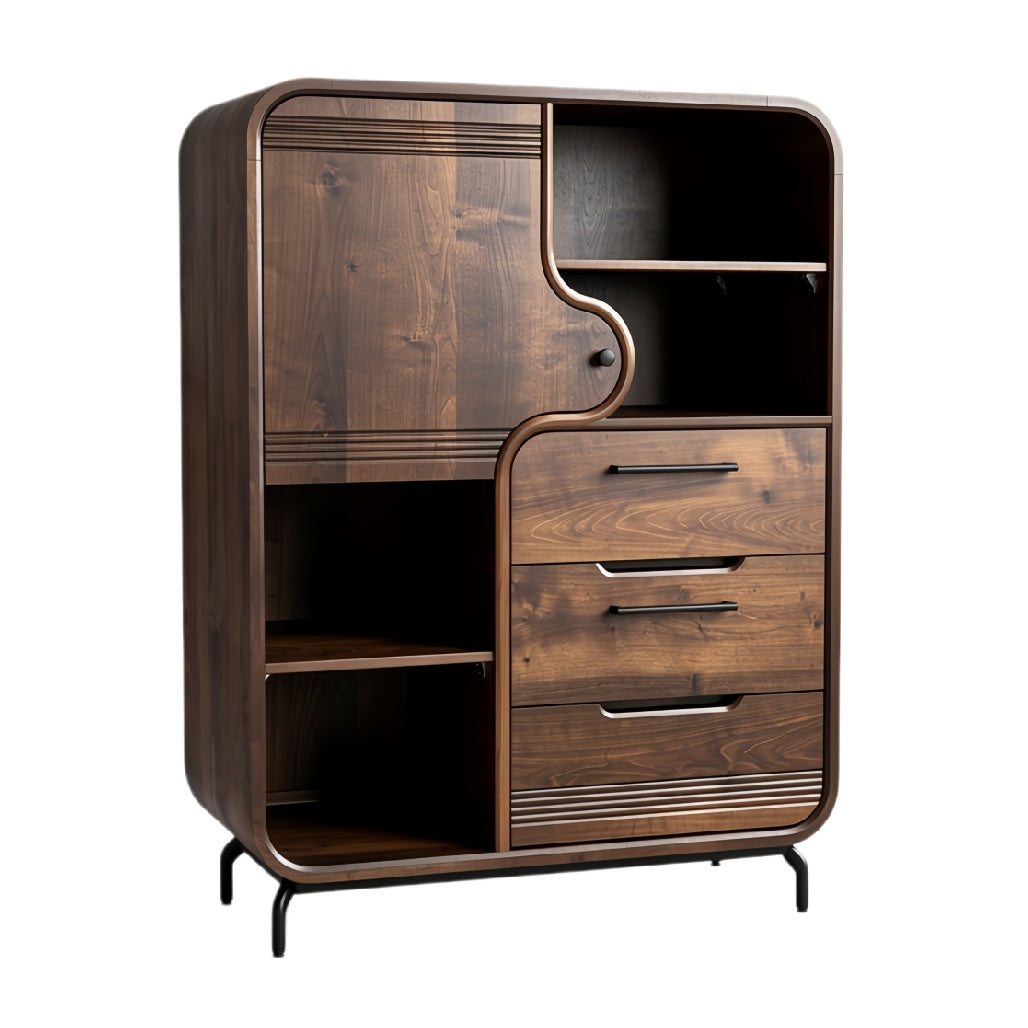 Modulaire houten kast met lades en open planken