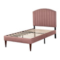 Eenvoudig Bed Frame met Gestoffeerde Rugleuning en Houten Lattenbodem